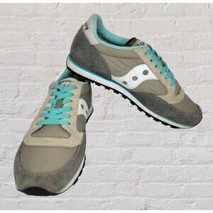 Saucony Womens 8M Jazz Low Pro 1866-103 Gray/Teal Shoes Sneakers Retro Running